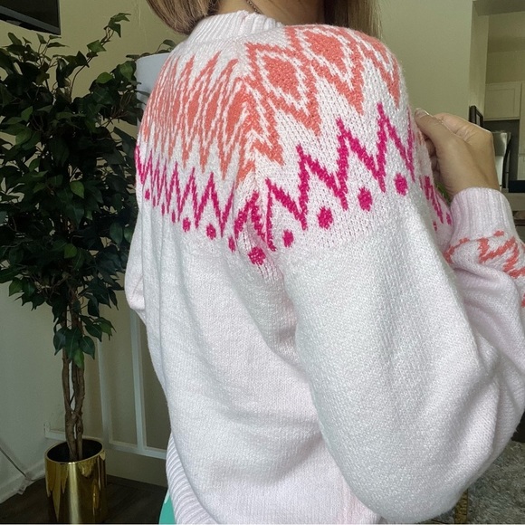 Cat & Jack Cozy Light Pink Colorful Pattern Crewneck Sweater Knit Size XL 14/16 - Picture 4 of 10